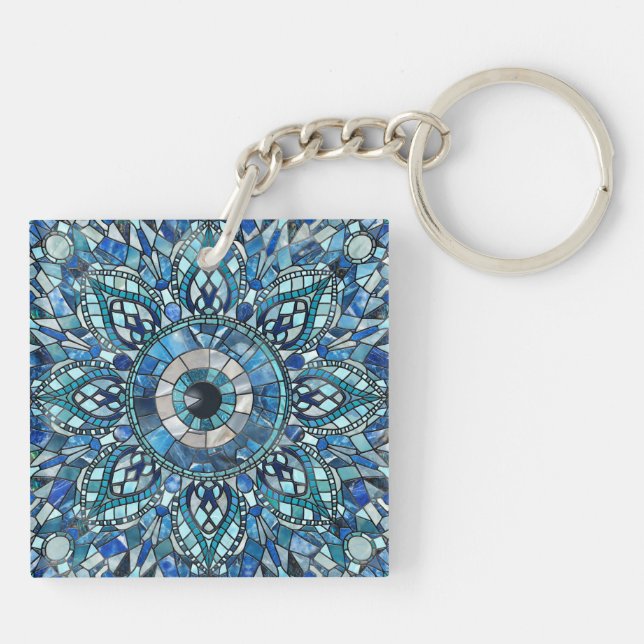 Evil Eye Amulet Mosaic Art Keychain (Back)