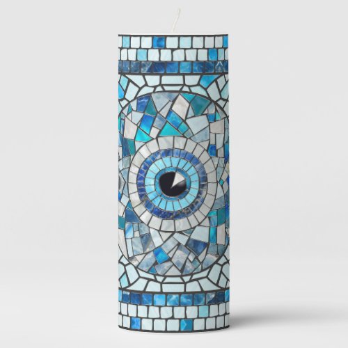 Evil Eye Amulet Mosaic Art Pillar Candle
