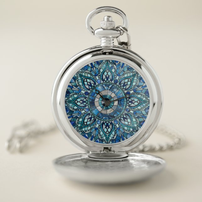 Evil Eye Amulet Mosaic Art Pocket Watch (Inside)