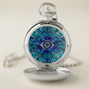 Evil Eye Amulet Mosaic Art Pocket Watch
