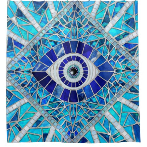 Evil Eye Amulet Mosaic Art Shower Curtain