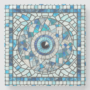Evil Eye Amulet Mosaic Art Stone Coaster