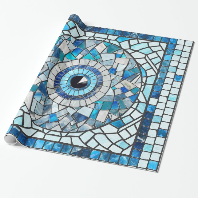 Evil Eye Amulet Mosaic Art Wrapping Paper (Unrolled)