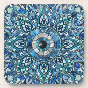 Evil Eye Amulet Mosaic Mandala Art Beverage Coaster