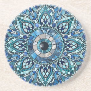 Evil Eye Amulet Mosaic Mandala Art Coaster