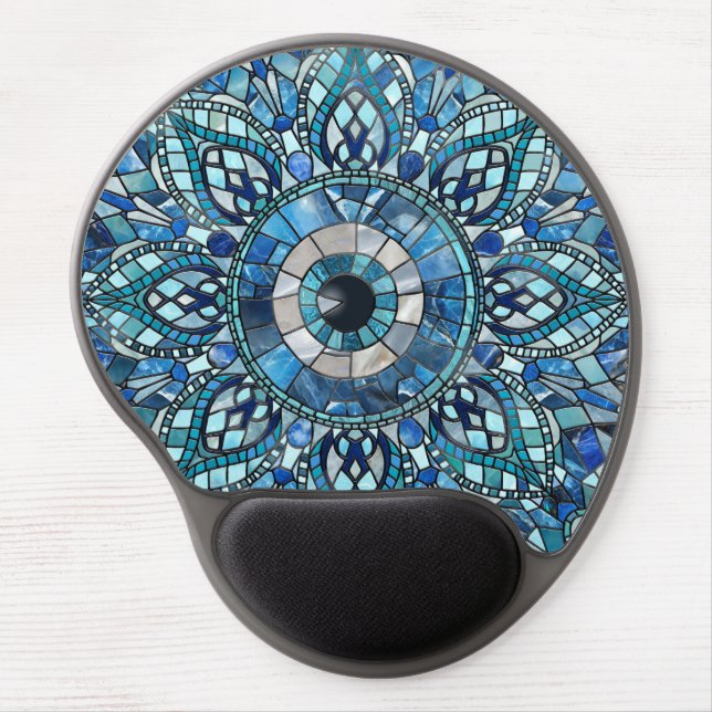 Evil Eye Amulet Mosaic Mandala Art Gel Mouse Pad (Front)
