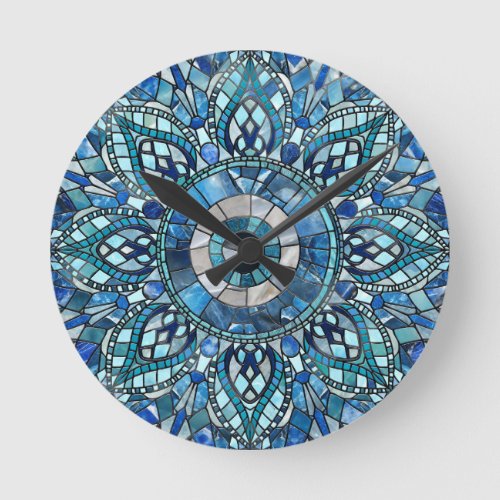 Evil Eye Amulet Mosaic Mandala Art Round Clock
