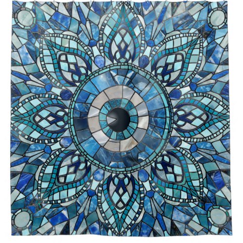 Evil Eye Amulet Mosaic Mandala Art Shower Curtain