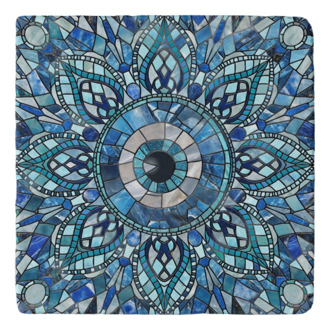 Evil Eye Amulet Mosaic Mandala Art Trivet (Front)