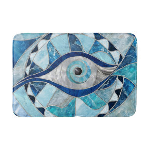 Evil Eye Amulet Mosaic Mineral Textures Bath Mat