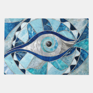 Evil Eye Amulet Mosaic Mineral Textures Doormat