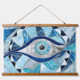 Evil Eye Amulet Mosaic Mineral Textures Hanging Tapestry