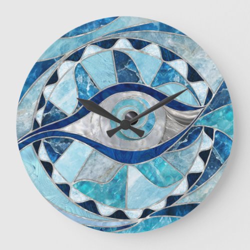 Evil Eye Amulet Mosaic Mineral Textures Large Clock