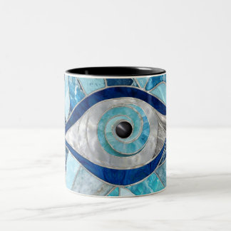 Evil Eye Amulet Mosaic Mineral Textures Two-Tone Coffee Mug