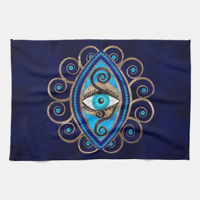 Evil Eye Amulet Ornament Kitchen Towel (Horizontal)