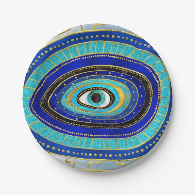 Evil Eye Amulet Ornament Paper Plates (Front)