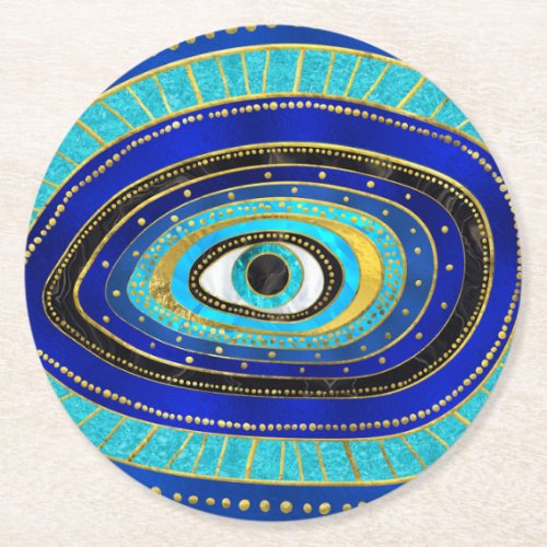 Evil Eye Amulet Ornament Round Paper Coaster