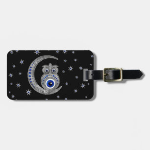Evil Eye Amulet - Owl on the moon Luggage Tag
