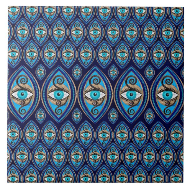 Evil Eye Amulet Pattern Ceramic Tile (Front)