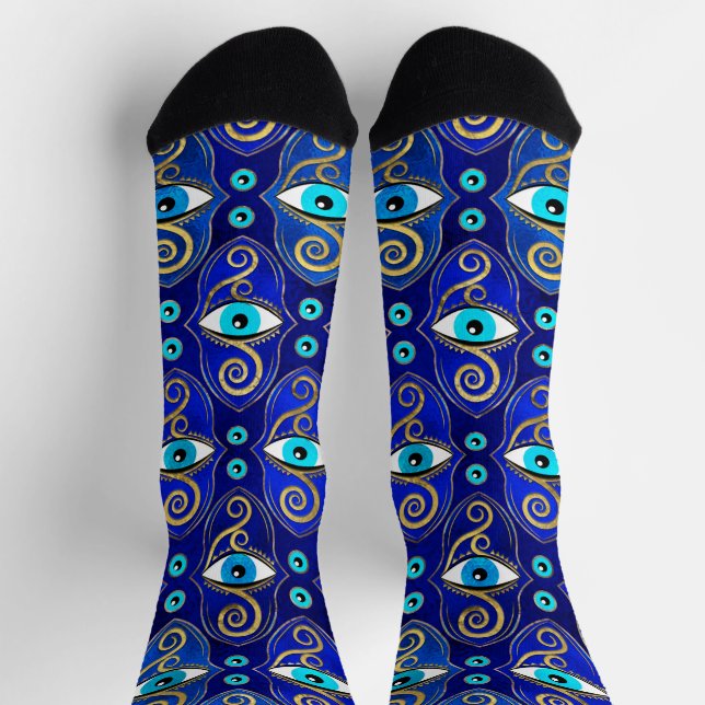 Evil Eye Amulet Pattern Socks (Top)