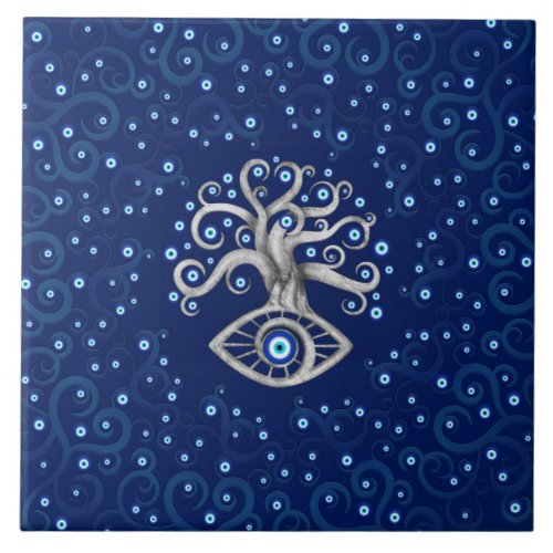 Evil Eye Amulet Tree Ceramic Tile