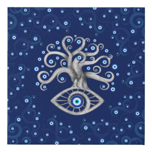 Evil Eye Amulet Tree Faux Canvas Print