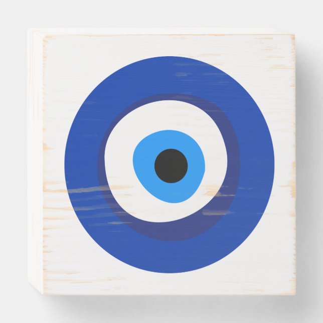 evil eye ancient symbol antiquity talisman superst wooden box sign (Front Horizontal)