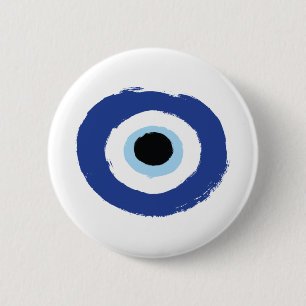 Evil Eye Artistic Blue Greek Button