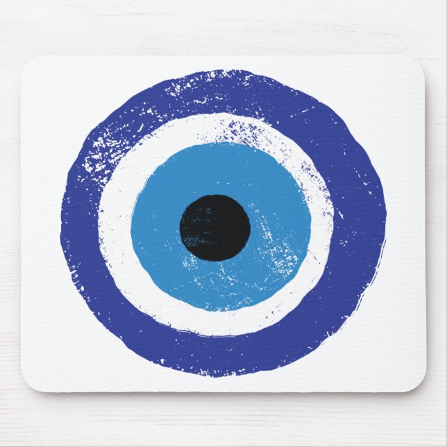 Evil Eye Artistic Blue Greek Mouse Pad (Front)