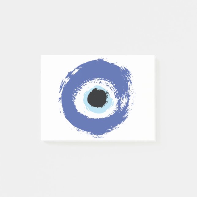 Evil Eye Artistic Blue Greek Post-it Notes (Front)