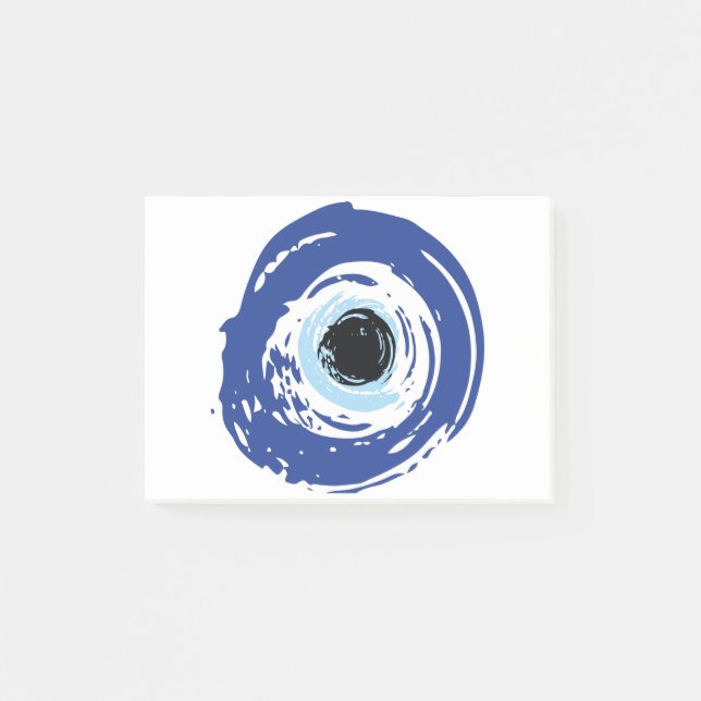 Evil Eye Artistic Blue Greek Post-it Notes (Front)