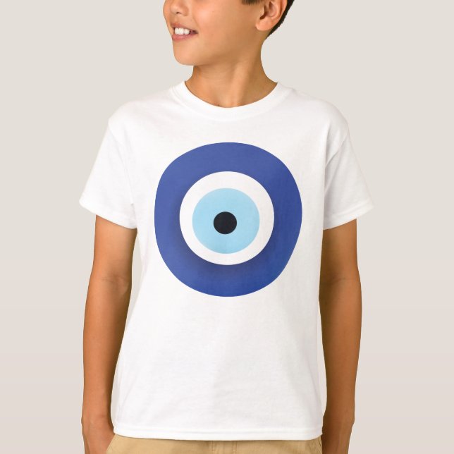 Evil Eye Artistic Blue Greek T-Shirt (Front)