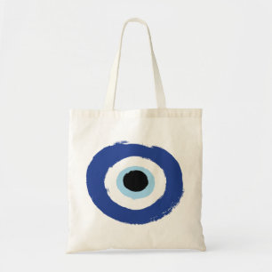 Evil Eye Artistic Blue Greek Tote Bag