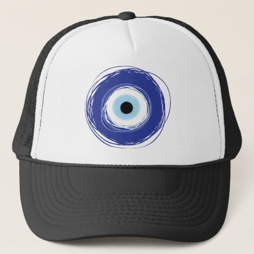 Evil Eye Artistic Blue Greek Trucker Hat
