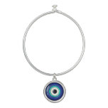 Evil Eye Bangle Bracelet With Round Charm