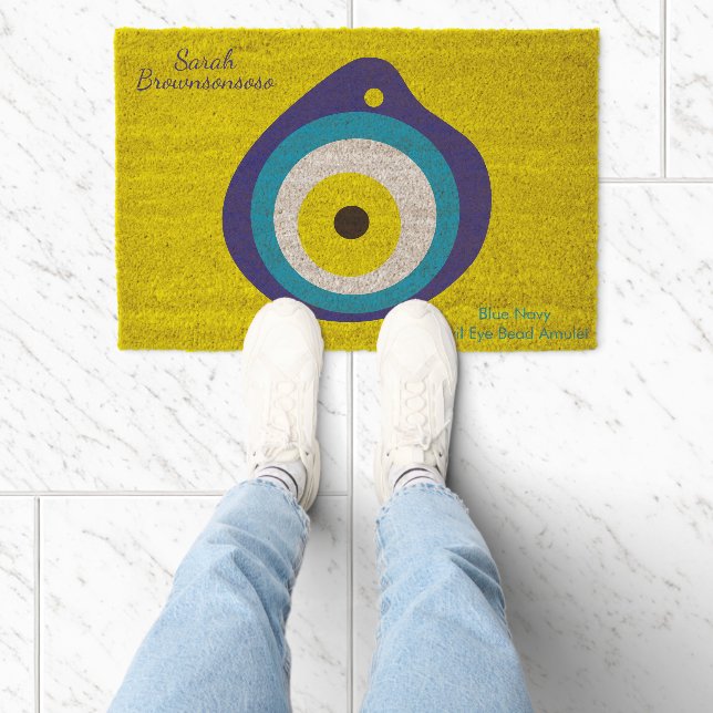 Evil Eye Bead Amulet Luck Fiber Doormat (Insitu)
