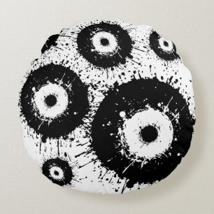 Evil eye black and white round pillow