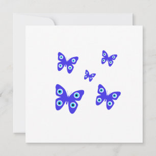 Evil Eye Blue Butterflies Flat Thank You Card