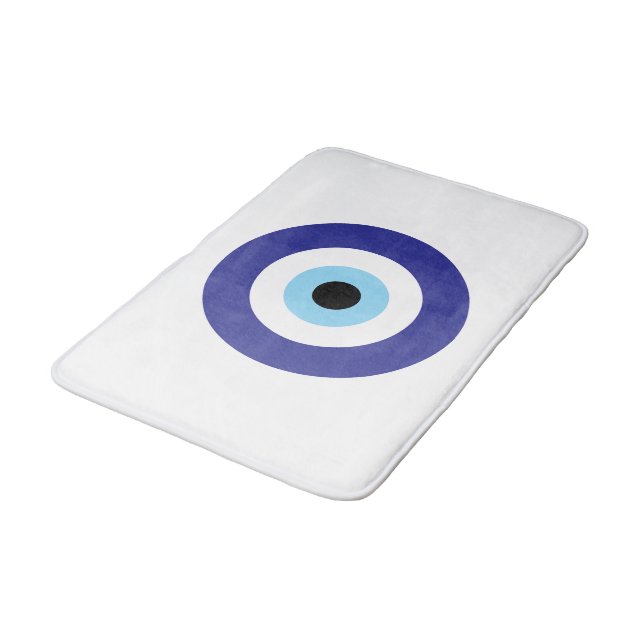 Evil Eye Blue Mati design bath mat (Angled)