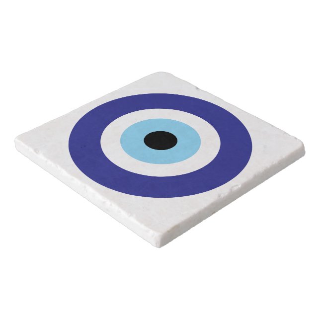 Evil Eye Blue Mati drawing stone trivet (Corner)