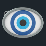 Evil Eye Blue Mati Greek luck & protection symbol Belt Buckle<br><div class="desc">Evil Eye Blue Mati Greek luck & protection symbol Belt buckle. Blue Mati Greek / Turkish nazar icon for protection and good luck. Personalize with custom text.</div>