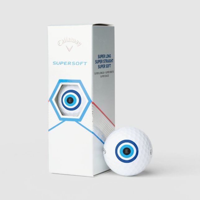 Evil Eye Blue Mati monogrammed Callaway golf balls (Packaging)