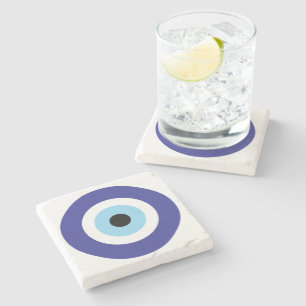 Evil Eye Blue Mati stone coaster with meaning
