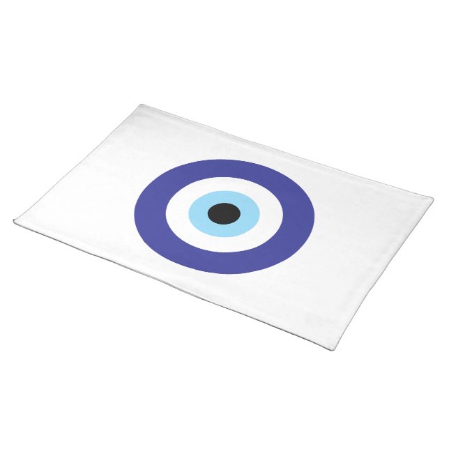 Evil Eye Blue Mati symbol cloth placemat (On Table)