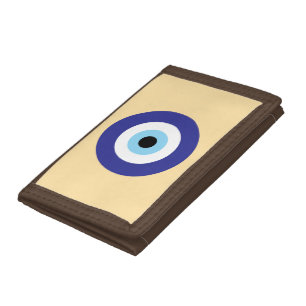 Evil Eye Blue Mati symbol design custom Tri-fold Wallet