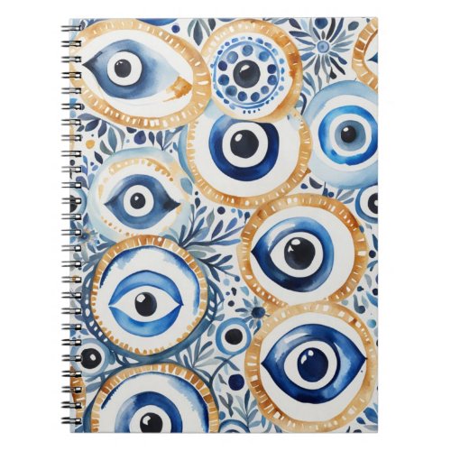 Evil Eye Blue Pattern Notebook Spiritual Aesthetic