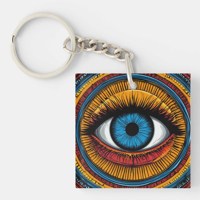 Evil Eye Boho Lucky Amulet Bag Accessory Gift Keychain (Front)