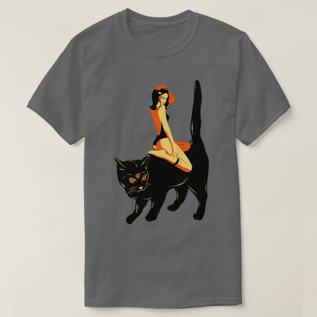 Evil Eye Cat And Girl T-Shirt (Design Front)