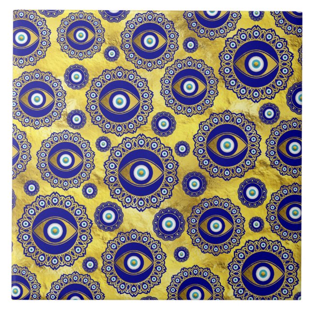 Evil Eye Charm Ornament Pattern Ceramic Tile (Front)