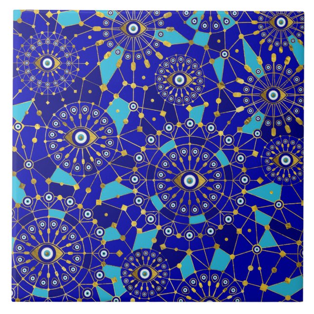 Evil Eye Charm Ornament Pattern Ceramic Tile (Front)